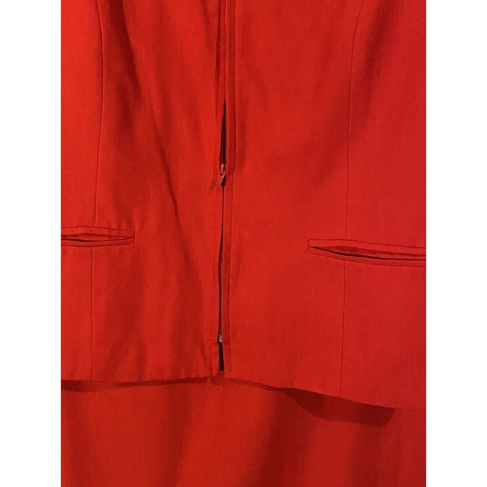 Sag Harbor Midi Skirt Suit Sz 8 Red Full Zip Jacket Lined Vintage - Picture 4 of 9